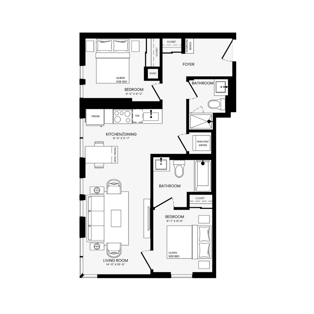 Richmond III 2 Bedroom floor plan 784 sq ft — Parker at Yonge and Eglinton Toronto